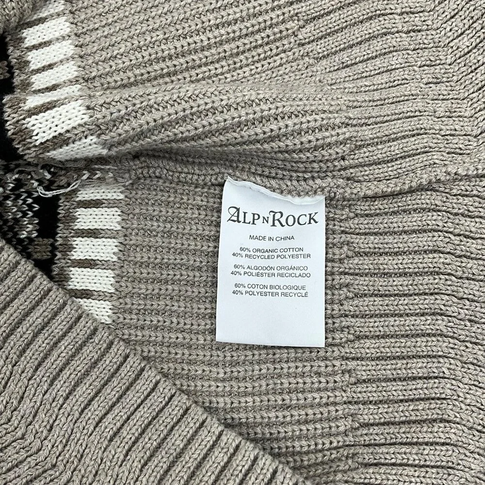 Alp N Rock Leighton Mock Neck Ski Sweater Coffee Brown Womens Large Fair Isle - Picture 6 of 10